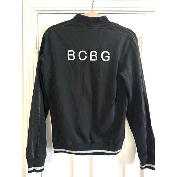 BCBGMAXAZRIA Vintage Y2K Logo Zip-Up Track Jacket Black - Sz Large - Picture 5 of 6
